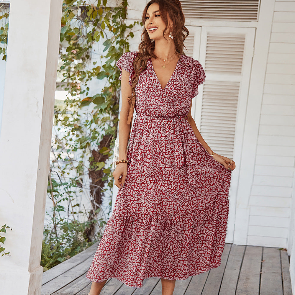 Boho Floral Wrap Maxi Dress