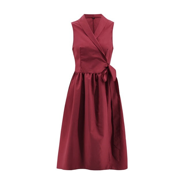 Satin Belted Wrap Midi Dress
