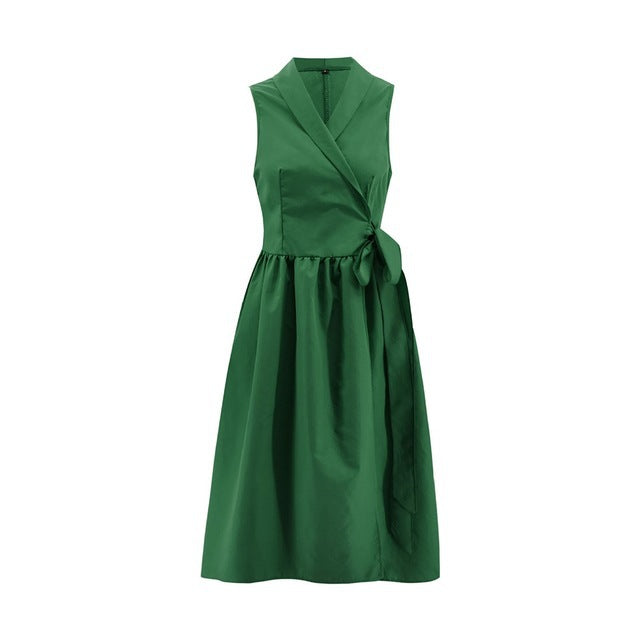 Satin Belted Wrap Midi Dress